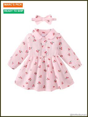 Baby Girl Dress with Headband Long Sleeve 3M-3T
